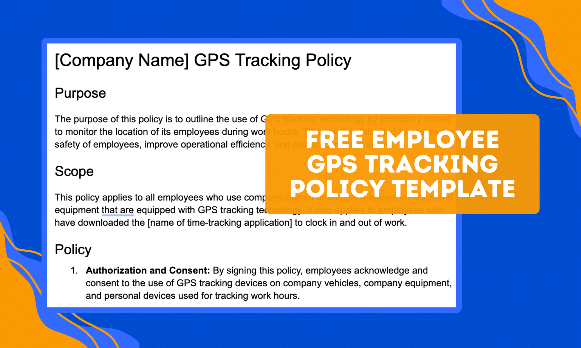 Illustrative image showing a GPS tracking policy template