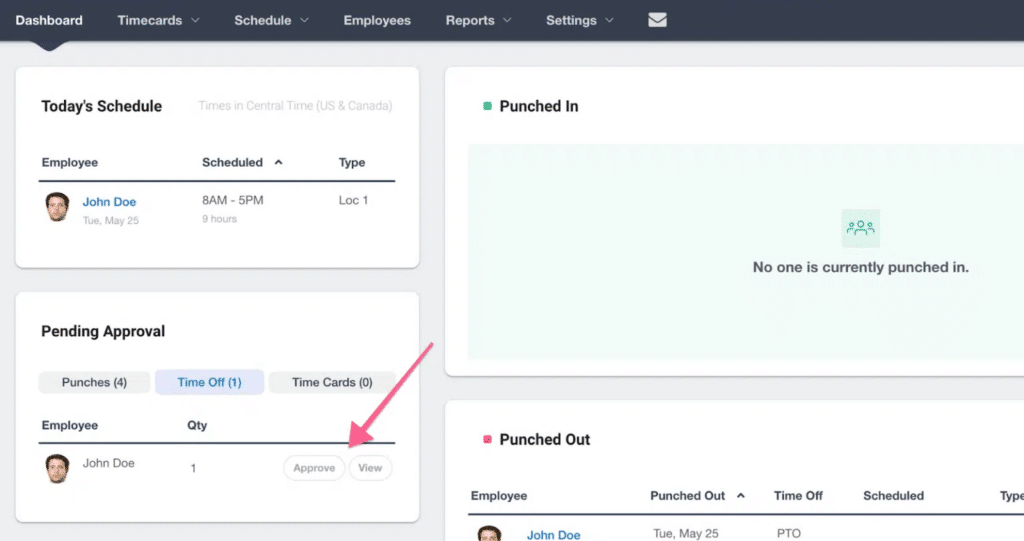 Dashboard > Pending Approval: Approve or Deny
